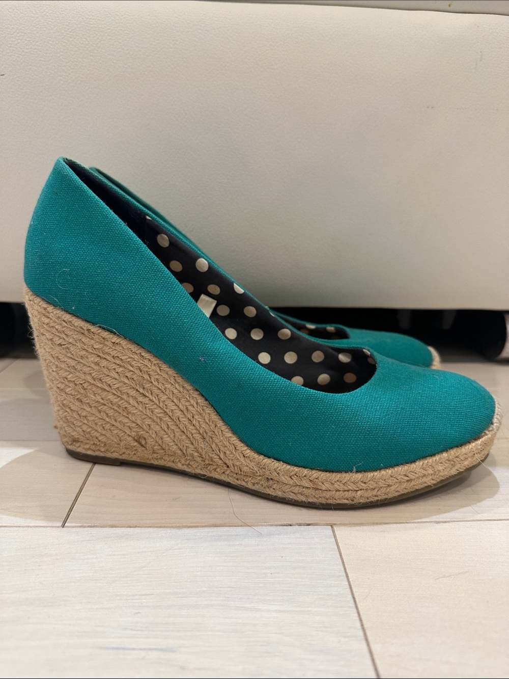 Teal Espadrille Wedge Pumps - Women's